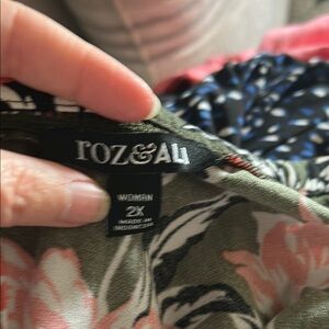 Roz & Ali Floral Blouse - Green and Pink